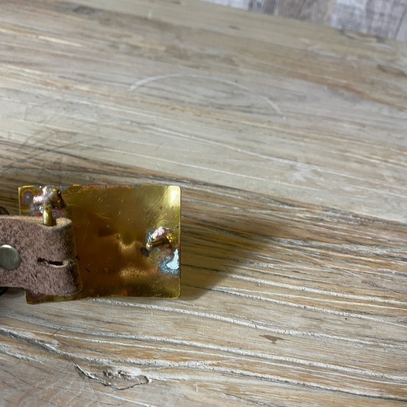 Vintage Elaine Coyne Fine Leather Belt Brass